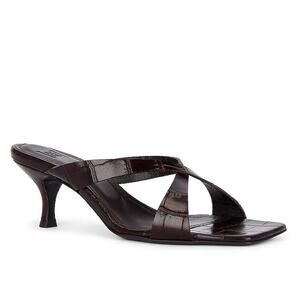 Helsa Band Kitten Heel Sandals Croc Leather Square Toe Party Formal Gala Sz 36.5